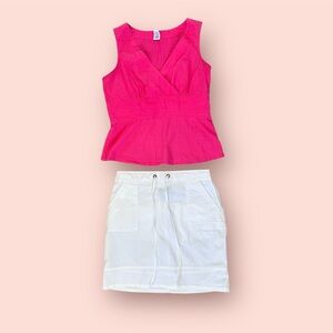 GAP-DIP Mix and match Outfit from my Clothes set Pink Shirt & White Skirt XS-S